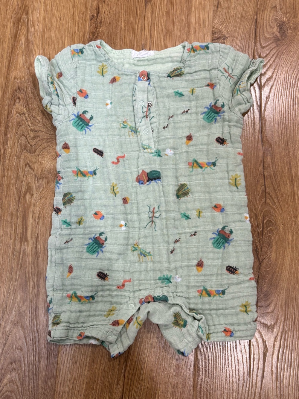 Angel Dear Cotton Gauze Shortall Romper in Insect Print